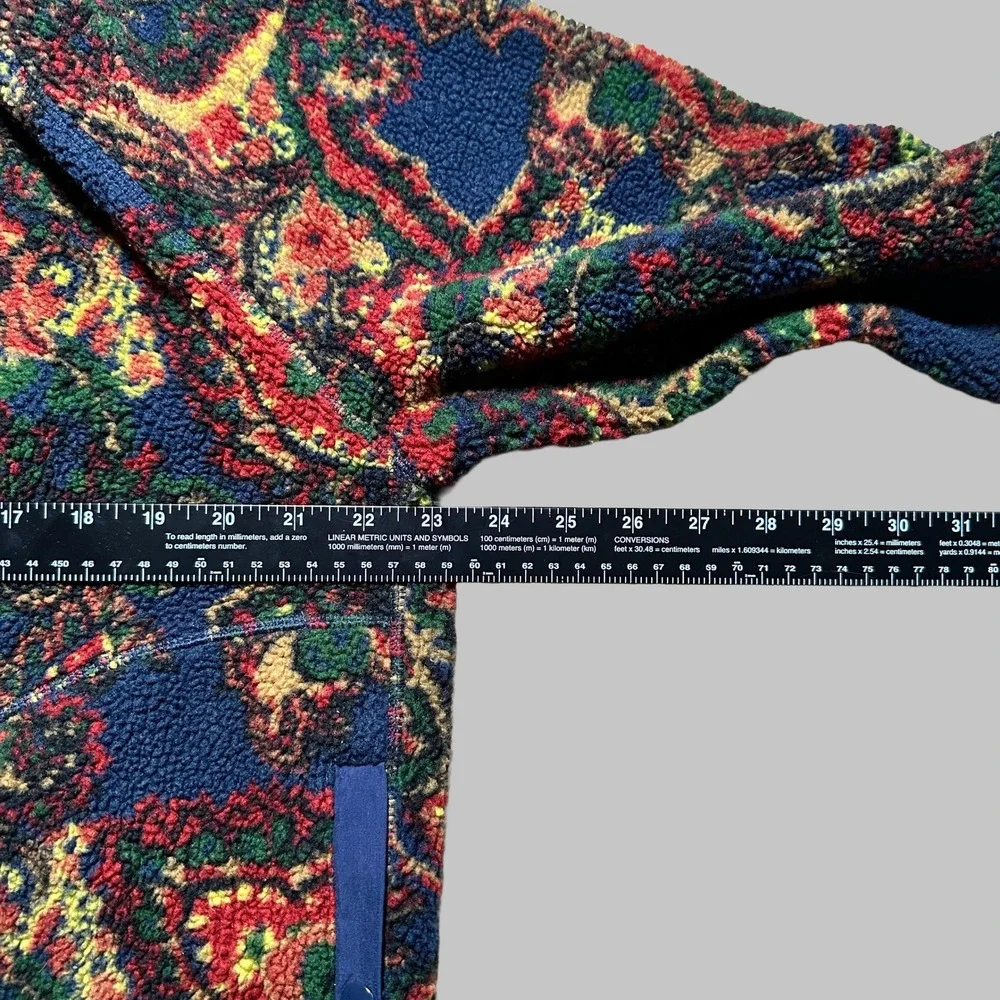 J. Crew Nordic Paisley Sherpa Fleece Jacket Unisex Large Multi Color BK783